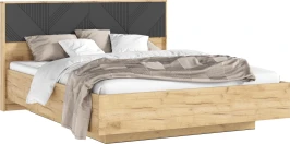 Кровать Ирис с ортопедическим основанием (дерево) 1,6м, Браш Графит, Дуб Крафт