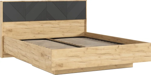 Кровать Ирис с ортопедическим основанием (дерево) 1,6м, Браш Графит, Дуб Крафт