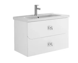 Тумба Арнелла 80 подвесной, ящики, белая Vodok с раковиной в комплекте