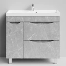 Тумба Лайт 90 напольный, Мрамор Белый софт тач 4044-2, 2 ящика, 1 дверь слева Vodok с раковиной в комплекте