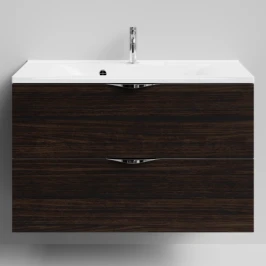 Тумба Марко 90 подвесной, ручки Хром, Палисандр ПВХ 43101 Vodok с раковиной в комплекте