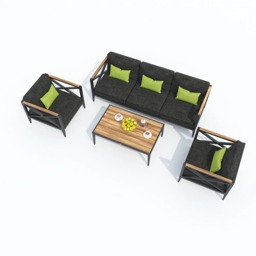 Лаунж зона VERITA темно-серая - каркас карбон - столик тик