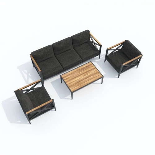 Лаунж зона VERITA темно-серая - каркас карбон - столик тик