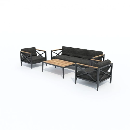 Лаунж зона VERITA темно-серая - каркас карбон - столик тик