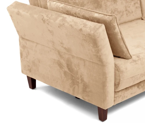 Диван прямой, книжка "Пекин", велюр бежевый, 125, ППУ