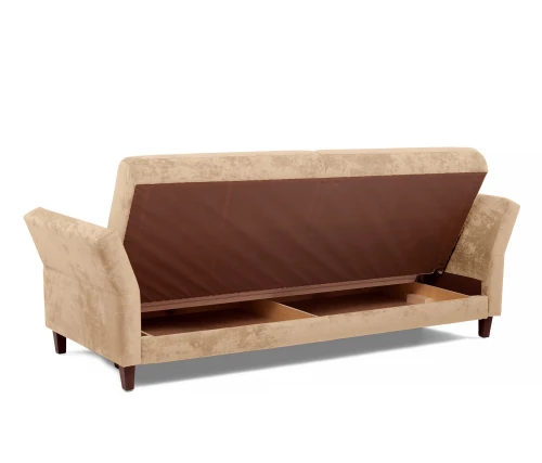 Диван прямой, книжка "Пекин", велюр бежевый, 125, ППУ