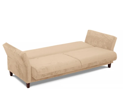 Диван прямой, книжка "Пекин", велюр бежевый, 125, ППУ