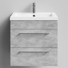 Тумба Элис 58 подвесной, 2 ящика, Горный камень ПВХ 57807 Vodok с раковиной в комплекте