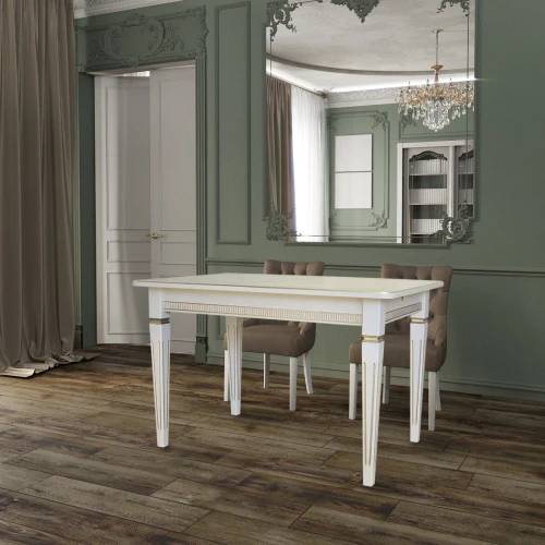 Стол обеденный Васко В 86Н слоновая кость/золото 120/170*80