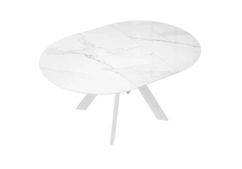 Стол DikLine SFC110 d1100 стекло Оптивайт Белый мрамор/подстолье белое/опоры белые