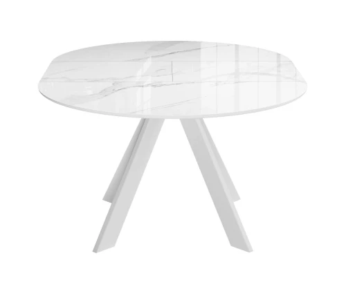 Стол DikLine SFC110 d1100 стекло Оптивайт Белый мрамор/подстолье белое/опоры белые