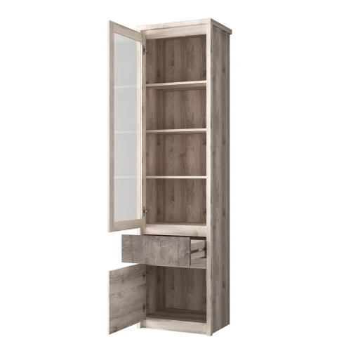 Шкаф с витриной 1V1D1S, JAZZ, цвет Каштан найроби/Оникс