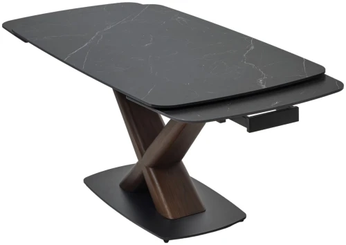 Стол BLANCO 160 MATT BLACK MARBLE SOLID CERAMIC / Орех, ®DISAUR