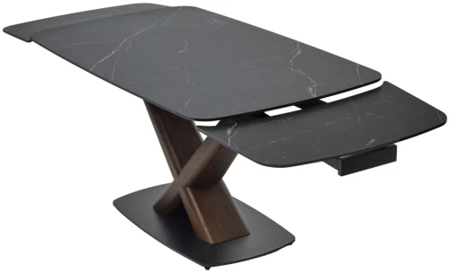 Стол BLANCO 160 MATT BLACK MARBLE SOLID CERAMIC / Орех, ®DISAUR