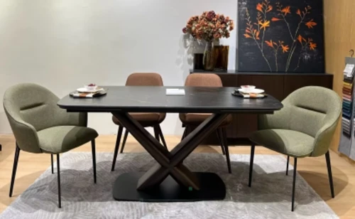 Стол BLANCO 160 MATT BLACK MARBLE SOLID CERAMIC / Орех, ®DISAUR