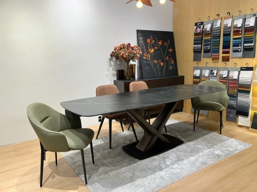 Стол BLANCO 160 MATT BLACK MARBLE SOLID CERAMIC / Орех, ®DISAUR