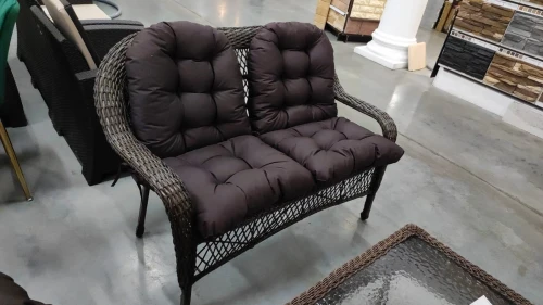 Двухместный диван из искусственного ротанга МЭДИСОН НЬЮ  с подушками на сидение и на спинку