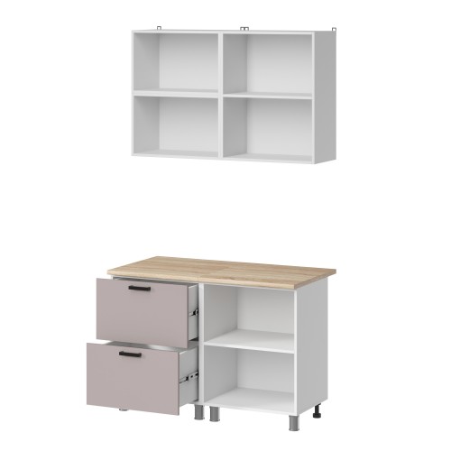 Готовая кухня МК Аленушка 1,2м с ящ. Лаванда Кашемир,скоба черный,сонома