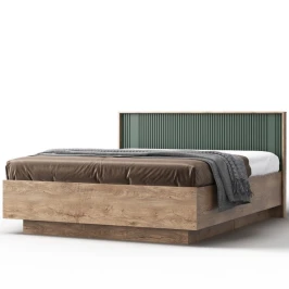Кровать «Герта» 1Р с п/м КМК 0979.29 160x200см, дуб канзас/зеленый матовый