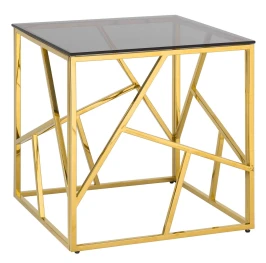 CS-05-1-G  Стол Журнальный стеклянный прозрачный 55*55*55, основание металл золото