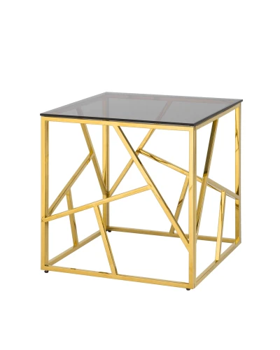 CS-05-1-G  Стол Журнальный стеклянный прозрачный 55*55*55, основание металл золото
