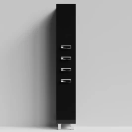 Пенал Орландо 30 напольный, черный глянец, правый, бельевая корзина