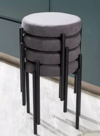 Табурет СТЭК штабилируемый B28 Темно-серый, велюр / черный каркас, М-City