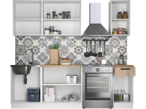 Кухонный гарнитур «Ника» Нео 1,8м, Белый/Дуб сонома