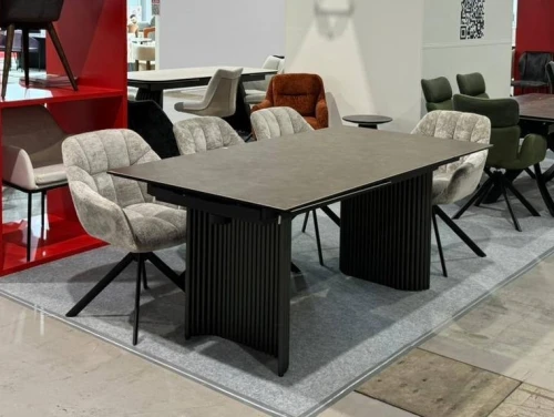 Стол RAGNAR 180 цвет 1697 Коричневая кожа, керамика / Темно-серый каркас, ®DISAUR