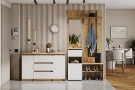 Прихожая Денвер, Дуб Золотой, Белый. Комплект 1