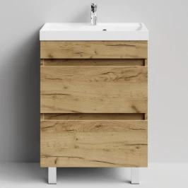 Тумба Бест 60  напольный, Дуб Тортуга ПВХ 2357-43 Vodok с раковиной в комплекте