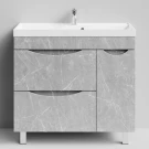 Тумба Лайт 90 напольный, Мрамор Белый софт тач 4044-2, 2 ящика, 1 дверь справа Vodok с раковиной в комплекте