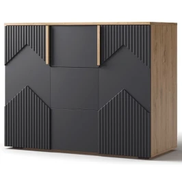 Комод «Оливия» 2Д3Я КМК 0971.2, дуб наварра/шагрень черная