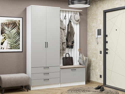 Готовая прихожая Стиль-03 Light Grey In 2S Белый