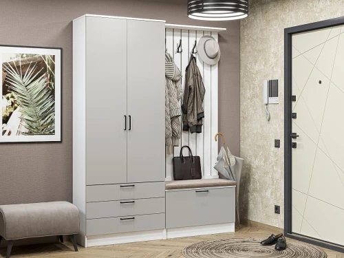 Готовая прихожая Стиль-03 Light Grey In 2S Белый