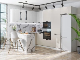 Модульная угловая кухня Евро Лайн-03 Агат/Белый