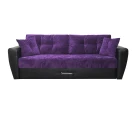 Диван еврокнижка Амстердам 160 ЛЮКС 11 ФИОЛЕТОВЫЙ ВЕЛЮР ЭКОКОЖА ЧЕРНАЯ