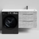 Тумба Смайл 130 подвесной, под стиральную машину, правая, Горный камень ПВХ 57807 Vodok с раковиной в комплекте