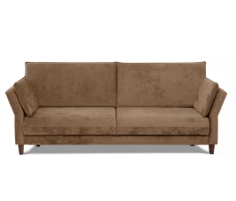 Диван прямой, книжка "Пекин", велюр коричневый, 125, ППУ