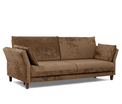 Диван прямой, книжка "Пекин", велюр коричневый, 125, ППУ