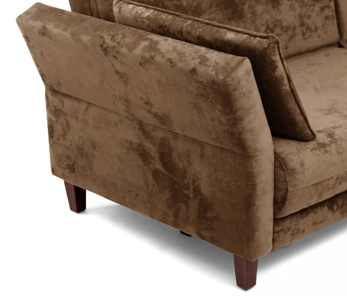 Диван прямой, книжка "Пекин", велюр коричневый, 125, ППУ