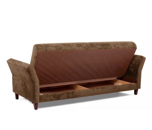 Диван прямой, книжка "Пекин", велюр коричневый, 125, ППУ