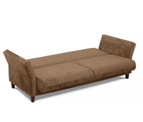 Диван прямой, книжка "Пекин", велюр коричневый, 125, ППУ