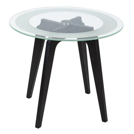 Стол журнальный Рилле 447 черный/стекло прозрачное