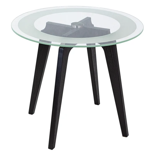 Стол журнальный Рилле 447 черный/стекло прозрачное