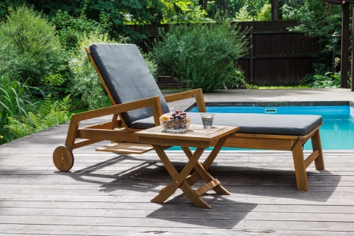 Комплект из шезлонга PAOLO и столика RAMON  из акации(teaklook)