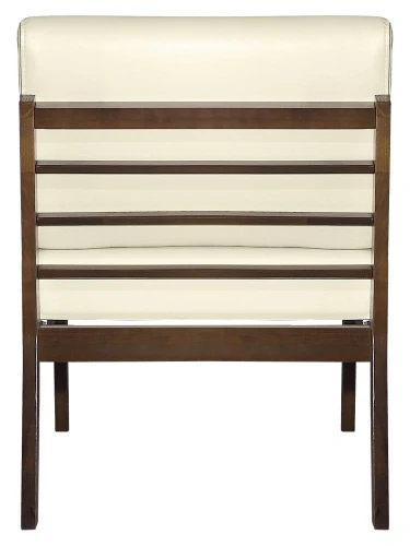 Кресло Массив мягкое экокожа крем, каркас орех