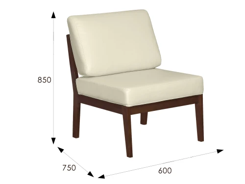 Кресло Массив мягкое экокожа крем, каркас орех