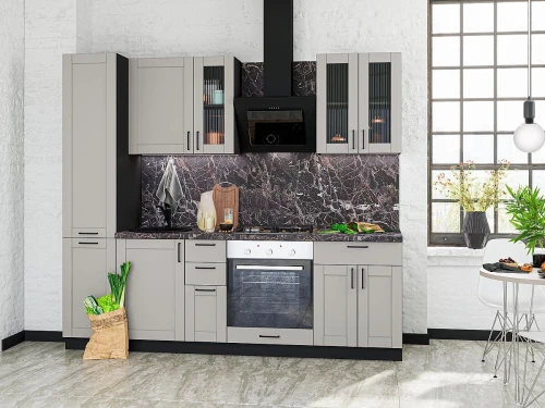 Прямая модульная кухня Лофт-02 Grey Silk Graphite 2140*2400*600