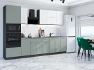 Прямая модульная кухня Квадро-01 Белый/Аквамарин Graphite 2140*3000*600